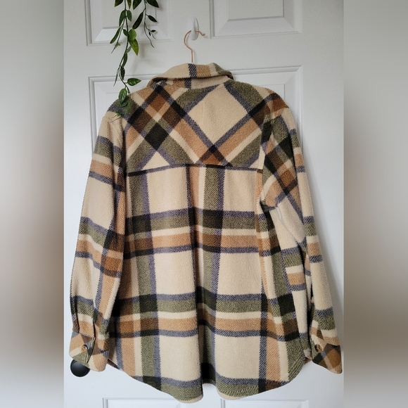 Altar'd State Button-Up Fleece Plaid Jacket - Picture 2 of 6
